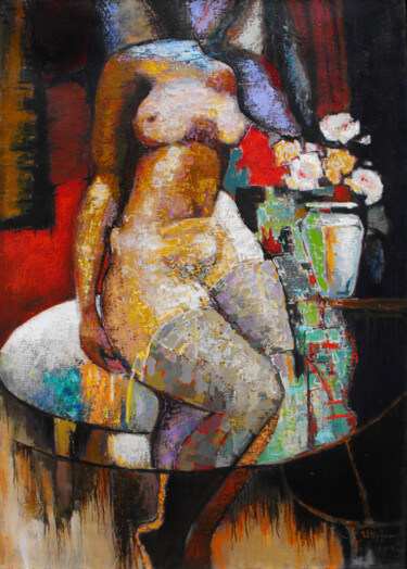 Nude figure(90x60cm, oil/canvas, ready to hang) Pintura intitulada "Nude figure(90x60cm…" por Serkhach, Obras de arte originais, Óleo Montado em Armação em madeira