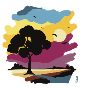 Digitale Kunst mit dem Titel "Arbre" von Madit, Original-Kunstwerk, Digitale Malerei