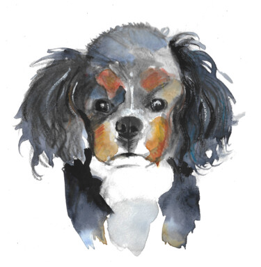 Peinture intitulée "Chiot" par Madit, Œuvre d'art originale, Aquarelle