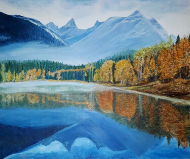 Morning in the mountains Peinture intitulée "Morning in the moun…" par Elena Petrova, Œuvre d'art originale, Huile