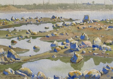 Lakeside in summer Malerei mit dem Titel "Lakeside in summer" von Bhargavkumar Kulkarni, Original-Kunstwerk, Aquarell