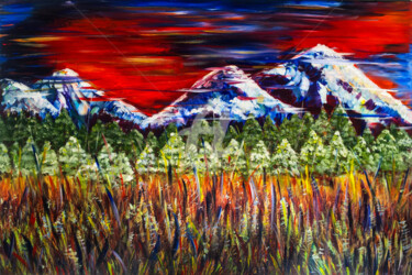 Painting titled "Unwavering Trees An…" by Dahuyn, Original Artwork, Acrylic Mounted on Wood Stretcher frame