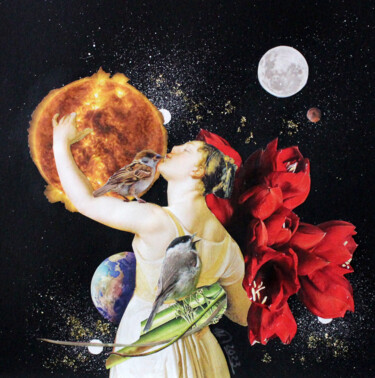 Collages intitulée "Le baiser - Collage…" par Ghislaine Gabet, Œuvre d'art originale, Collages