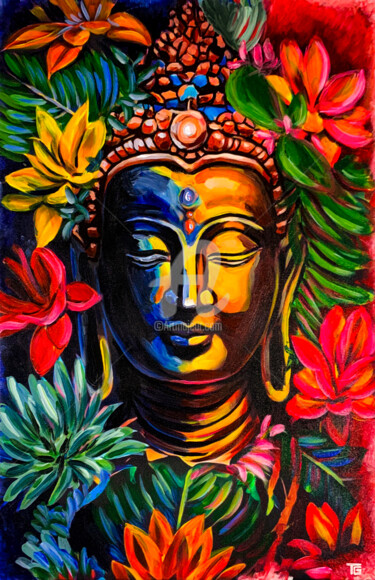The Spiritual - The Buddha 绘画 标题为“The Spiritual - The…” 由Dahuyn, 原创艺术品, 丙烯 安装在木质担架架上