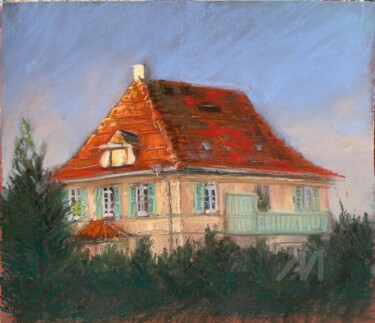 Painting titled "Little house" by Julia Suptel, Original Artwork, Pastel