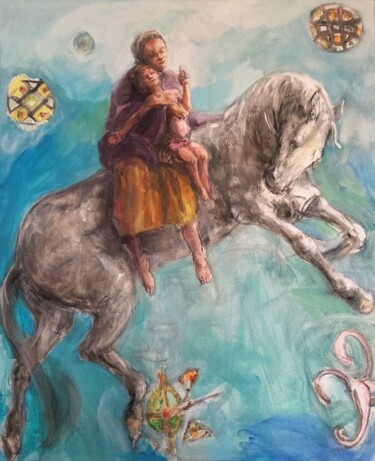Peinture intitulée "Epona" par Gilles Glaçon, Œuvre d'art originale, Acrylique Monté sur Châssis en bois