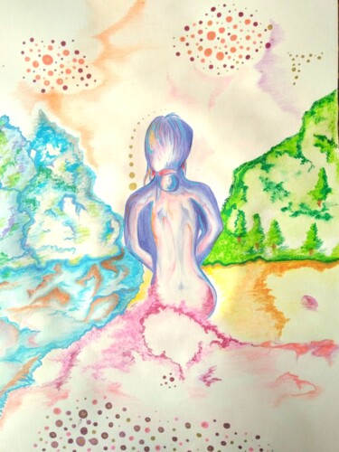 Tekening getiteld "Contemplation" door Kathia Donaté, Origineel Kunstwerk, Potlood