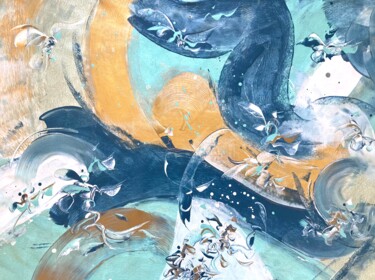 Painting titled "The Golden Light" by Delphine Bernard, Original Artwork, Acrylic Mounted on Wood Stretcher frame