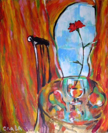 绘画 标题为“"Red Still Life"” 由Vyacheslav Kostyuchenko, 原创艺术品, 油