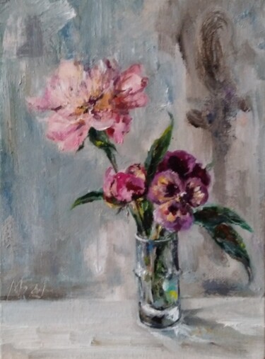 Painting titled ""Piccolini"" by Maria Bel, Original Artwork, Oil Mounted on Cardboard