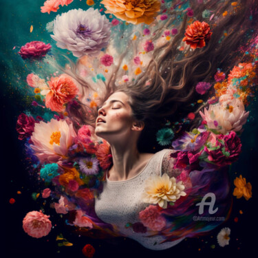 绘画 标题为“Rain of Flowers” 由Pulchra Family, 原创艺术品, 数字油画
