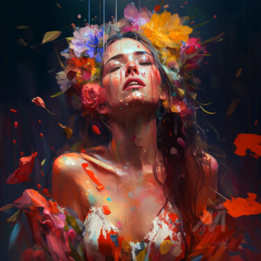 Картина под названием "A flowery mood" - Pulchra Family, Подлинное произведение искусства, Цифровая живопись