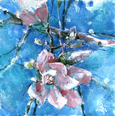 "Blossoming Magnolia Branches" Painting titled ""Blossoming Magnoli…" by Ksenia Selianko, Original Artwork, Gouache