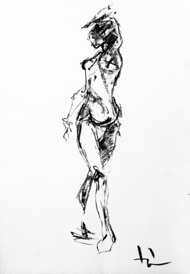 图画 标题为“Study #2” 由Dominique Dève, 原创艺术品, 木炭