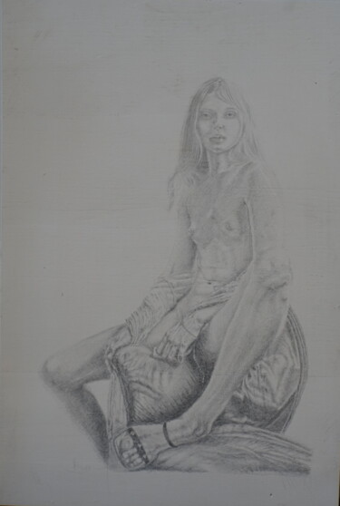 Anna waiting 图画 标题为“Anna waiting” 由Stan Bert Singer, 原创艺术品, Silverpoint