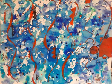 Orange sur bleu, 2012 绘画 标题为“Orange sur bleu, 20…” 由Diane Medus, 原创艺术品, 墨