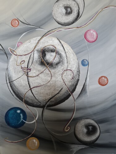 Ζωγραφική με τίτλο "Souvenirs d’une fem…" από Lesy, Αυθεντικά έργα τέχνης, Ακρυλικό Τοποθετήθηκε στο Ξύλινο φορείο σκελετό