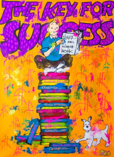The Key for Success ft. Tin Tin 绘画 标题为“The Key for Success…” 由Carlos Pun, 原创艺术品, 丙烯 安装在木质担架架上