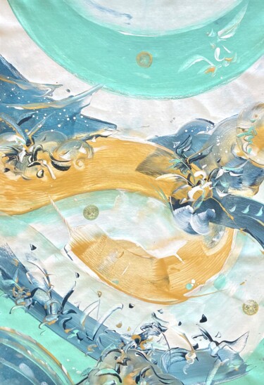 Painting titled "ROLLING WAVES OF LI…" by Delphine Bernard, Original Artwork, Acrylic Mounted on Wood Stretcher frame