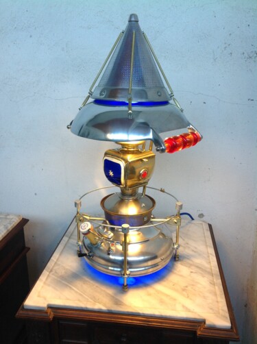 Sculpture intitulée "l'eau bleu" par Franck Guilmard, Œuvre d'art originale, Acier inoxydable