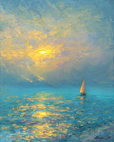 Картина под названием "Evening 17" - Dmitry Oleyn, Подлинное произведение искусства, Масло Установлен на Деревянная рама для…