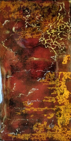 Malerei mit dem Titel "Eos" von Isabelle Mathis, Original-Kunstwerk, Emaille Auf Stein montiert