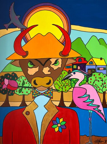 Painting titled "El seductor" by Philippe Seigle, Original Artwork, Acrylic Mounted on Wood Stretcher frame
