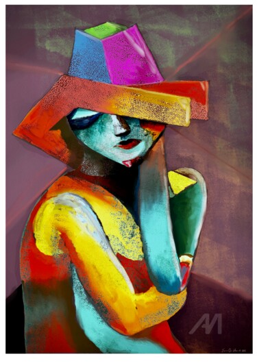 数字艺术 标题为“Lady with a hat” 由Svein Ove Hareide, 原创艺术品, 数字油画