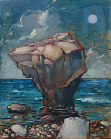Painting titled "Capo Spulico" by Federico Pisciotta, Original Artwork, Oil Mounted on Wood Stretcher frame