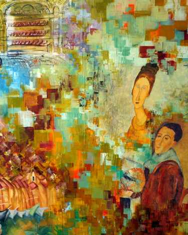 Peinture intitulée "Opéra" par Dana M, Œuvre d'art originale, Collages Monté sur Châssis en bois
