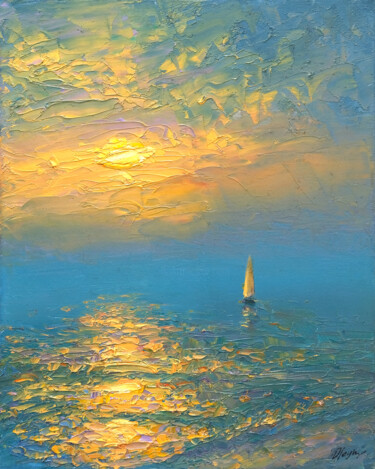 Картина под названием "Evening 19" - Dmitry Oleyn, Подлинное произведение искусства, Масло Установлен на Деревянная рама для…