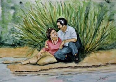 「Amor Verdadeiro」というタイトルの絵画 Solange Esposito (SEsposito)によって, オリジナルのアートワーク, 水彩画