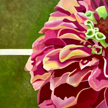 Peinture intitulée "Zinnia" par Jchadima, Œuvre d'art originale, Huile Monté sur Châssis en bois