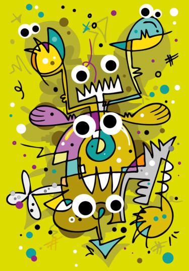 Crazy Carnival #1 - 2nd Series 绘画 标题为“Crazy Carnival #1 -…” 由Koen Haarbosch, 原创艺术品, 喷漆