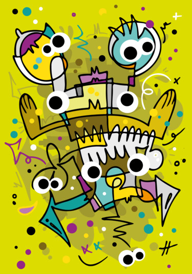 Crazy Carnival #4 - 2nd Series 绘画 标题为“Crazy Carnival #4 -…” 由Koen Haarbosch, 原创艺术品, 喷漆