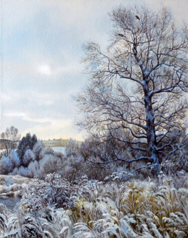 Painting titled "На страже" by Anatolii Ergunov, Original Artwork, Oil Mounted on Wood Stretcher frame