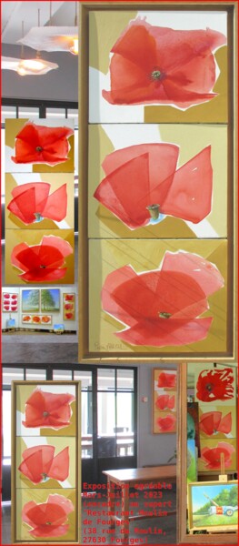 Simple TABLEAU "PAINS" 3 Coquelicots peints en 2003