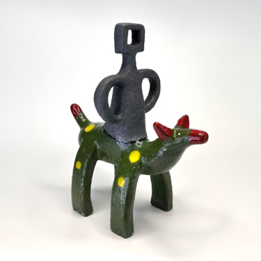 Metallic Ned Kelly on Green Horse #3 雕塑 标题为“Metallic Ned Kelly…” 由Stefan Mager, 原创艺术品, 陶瓷