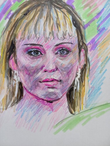 Tekening getiteld "miley cyrus" door Margarita Makarova, Origineel Kunstwerk, Inkt