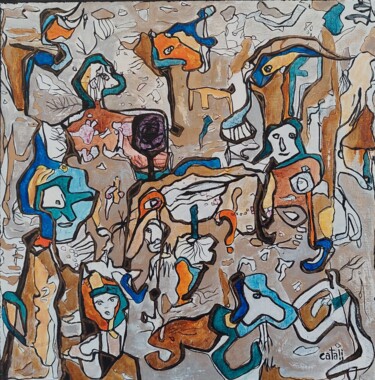 Peinture intitulée "una storia" par Catali, Œuvre d'art originale, Encre Monté sur Châssis en bois