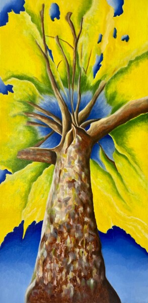 Painting titled "By day" by Jchadima, Original Artwork, Oil Mounted on Wood Stretcher frame