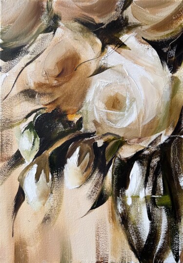 Yellow flowers — oil painting, original gift, wall art Pintura intitulada "Yellow flowers — oi…" por Maryna Hryhorenko, Obras de arte originais, Óleo Montado em Armação em madeira