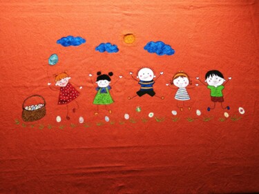 Peinture intitulée "La nappe de Pâques…" par Laure Barlet, Œuvre d'art originale, Acrylique