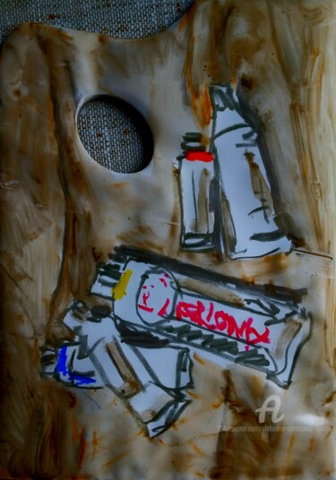 Il me reste les couleurs sur palette" mon 43.virtuel exposit Peinture intitulée "Il me reste les cou…" par Slobodan Spasojevic (Spaki), Œuvre d'art originale, Pastel