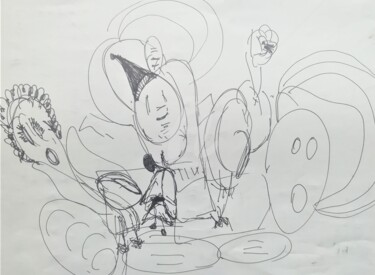 Disegno intitolato "A "Vida" No Circo" da Sónia Marcos, Opera d'arte originale, Inchiostro