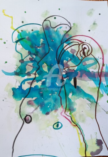 Pittura intitolato "Os "Mega-Mind" Play…" da Sónia Marcos, Opera d'arte originale, Acquarello