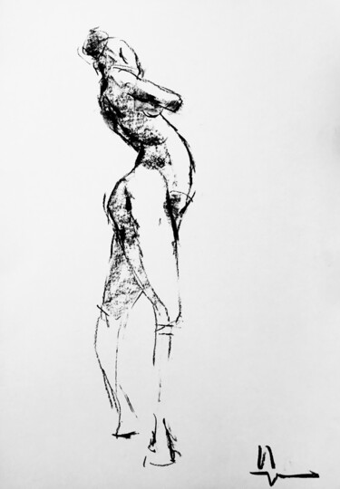 제목이 "Étude"인 그림 Dominique Dève로, 원작, 숯