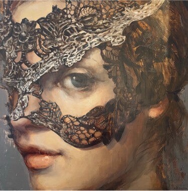 Girl and Mask. Fille et masque Pintura intitulada "Girl and Mask. Fill…" por Elena Mashajeva-Agraphiotis, Obras de arte originais, Óleo
