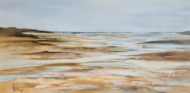 Peinture intitulée "Plage déserte marée…" par Isabel Ollange, Œuvre d'art originale, Huile Monté sur Châssis en bois