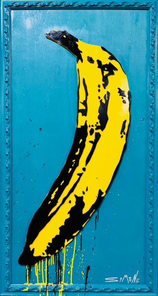 雕塑 标题为“3D Banana” 由Simone De Rosa, 原创艺术品, 木 安装在木板上